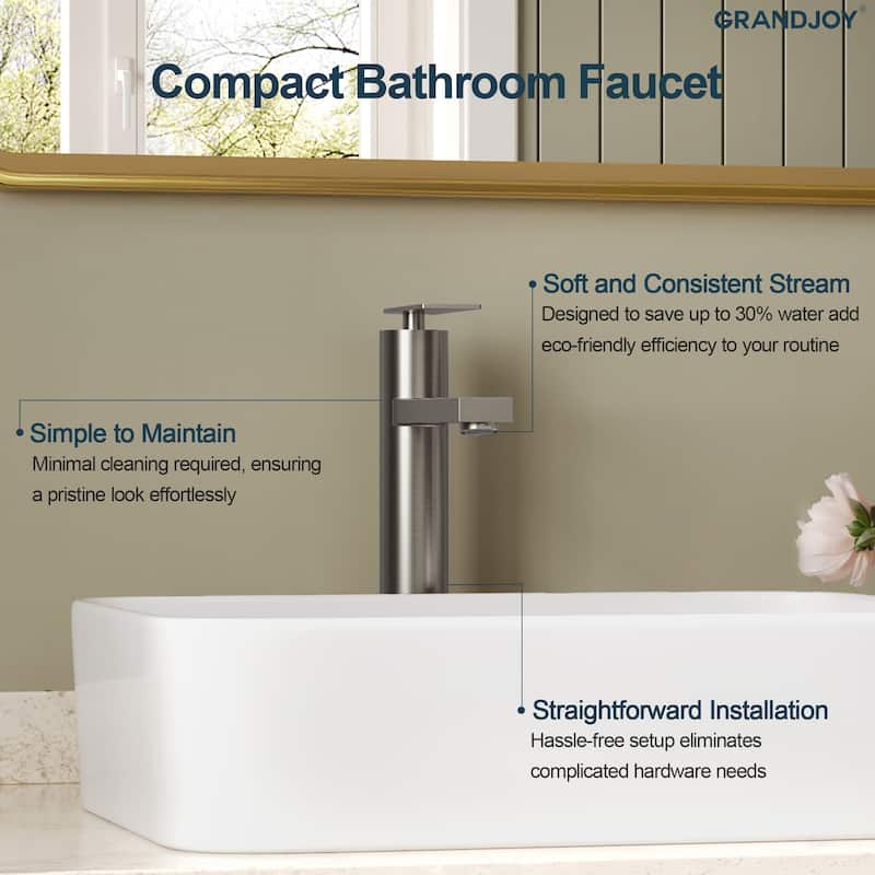 GRANDJOY 2-Pack High-Arc Bathroom Vanity Faucet, Single Hole Installation