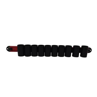 Wall Mount Pliers Holder Organizer - Red/Black, Aluminum Tool Holder Rail and 10 Clips for Garages and Workshops