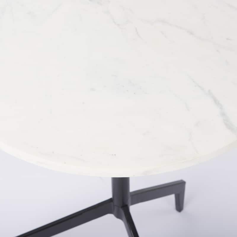 Serre White Marble Top With Black Metal Base Round Side Table