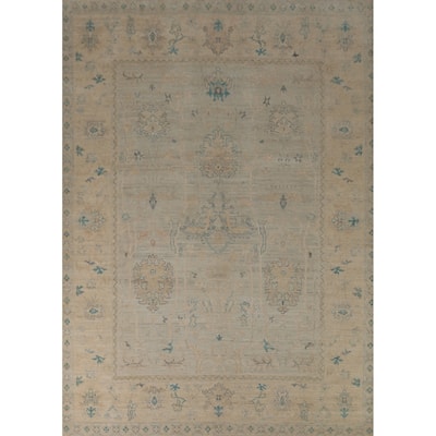 Oushak Turkish Area Rug Handmade Vegetable Dye Beige Wool Carpet - 8'2" x 10'6"