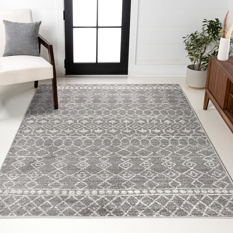 JONATHAN Y Ziri Moroccan Beni Souk Area Rug - 5 X 8 - Gray/Cream
