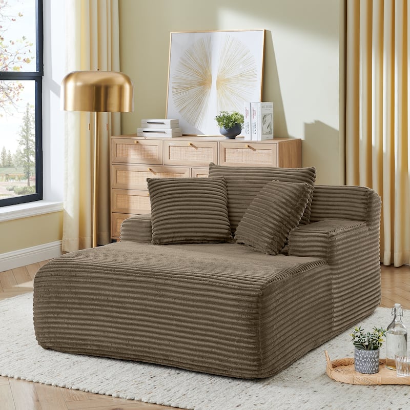 Lazy Sofa Chairs Single Lounge Chairs for Living Room Chaise Lounges with Pillows Fluffy Velvet Fabric Floor Accent Arm Chairs