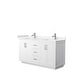 preview thumbnail 67 of 114, Miranda Double Vanity Set, Cultured Marble Top, No Mirror 60-Inch Double - White, Nickel Trim, Carrara Cultured Marble Top