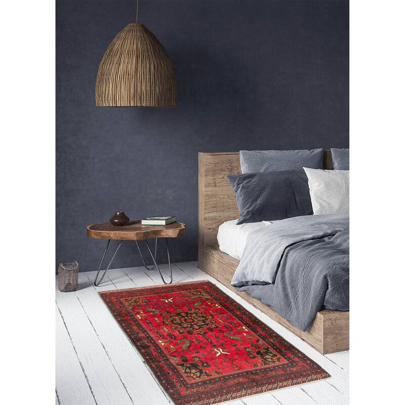 ECARPETGALLERY Hand-knotted Teimani Dark Red Wool Rug - 3'9 x 6'5