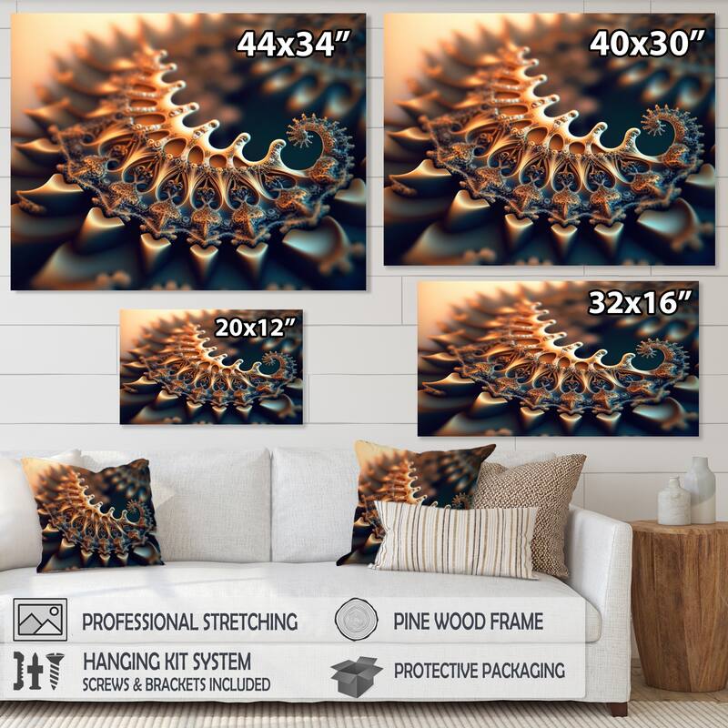 Designart "Fractal Infinity In Gold I" Modern Geometric Canvas Wall Art