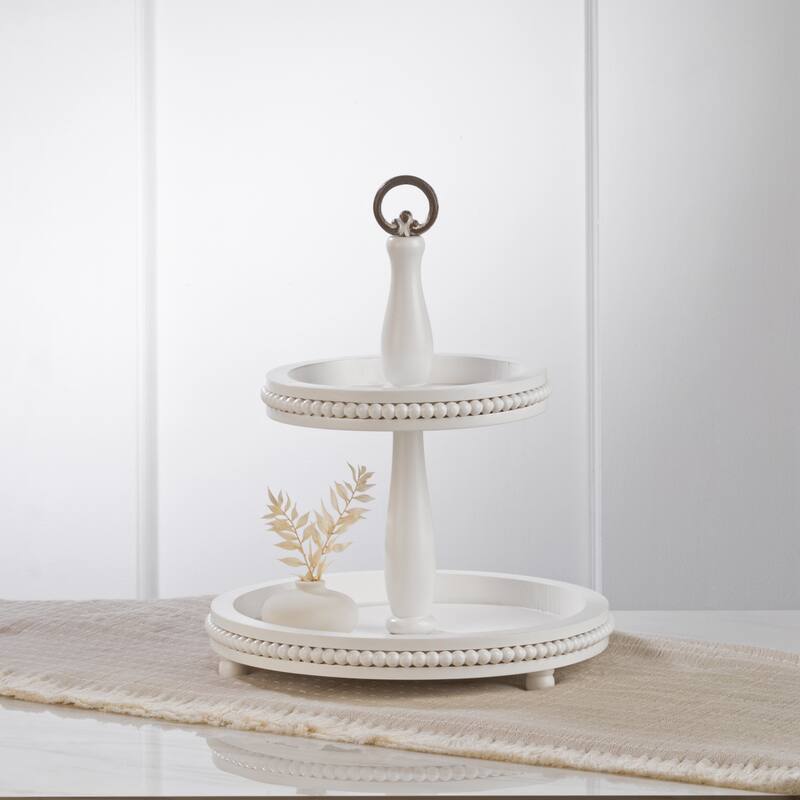 Round Tiered Wooden Beaded Stand