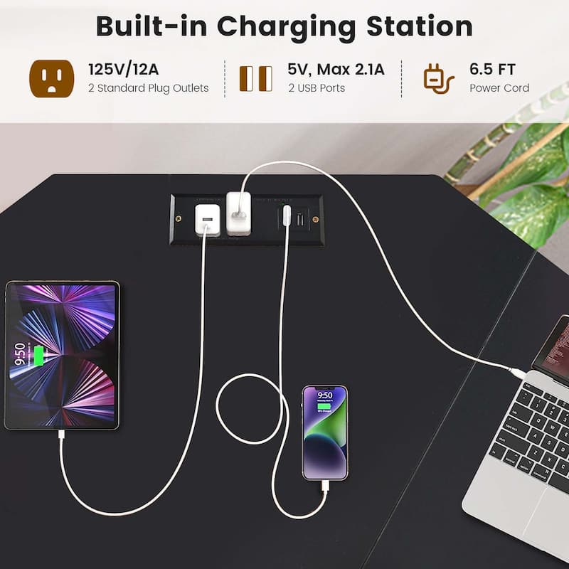 Costway L-shaped Gaming Desk Computer Desk with CPU Stand Power