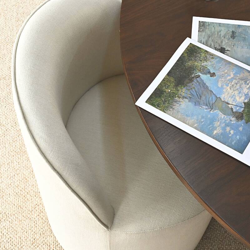 Linen Upholstered Dining Chair with Castors (Set of 4)