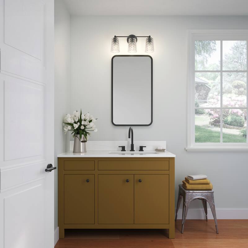 Millennium Lighting Ashli 2/4 Light Vanity Light with Clear Honeycomb Glass Shades - 3 Light - Matte Black