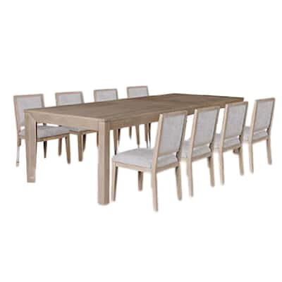 Kizie 9pc Dining Table Set, 94-118 Inch Extendable, Tawny Brown Chairs