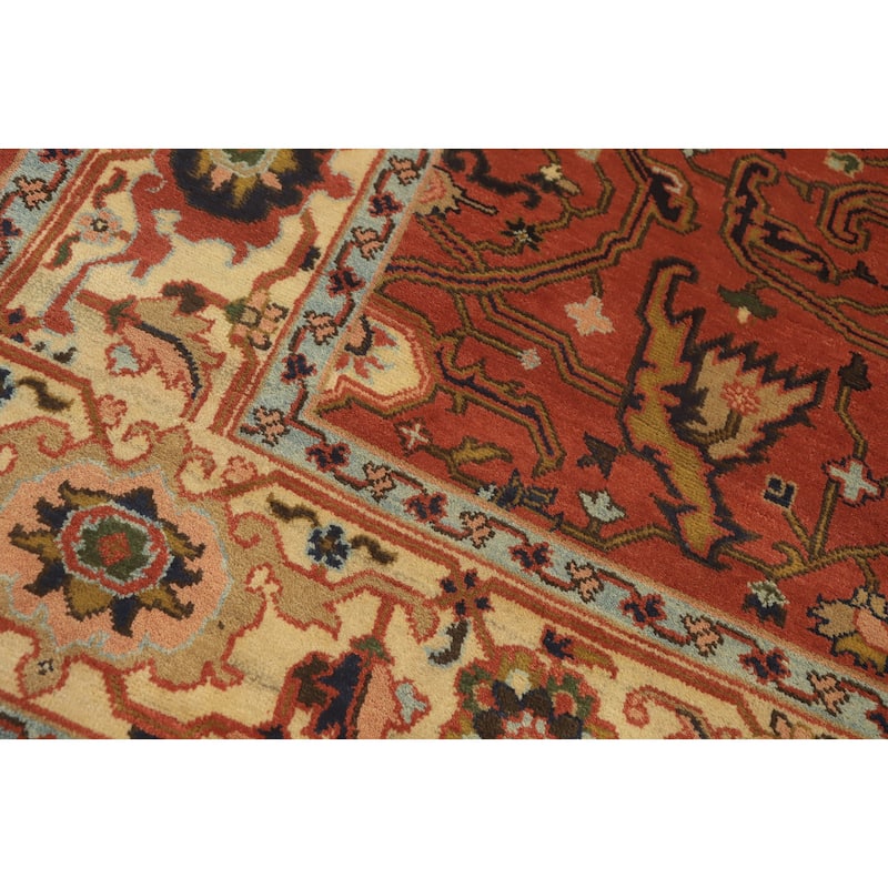 Hand-knotted Transitional Wool Carpet Orange Oushak Rug Floral Oriental Area Rug - 12' 1'' X 8' 11''