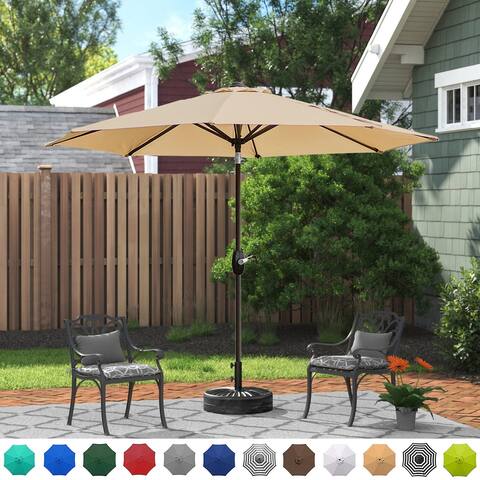 Lopes 9-foot Patio Umbrella with Bronze Finish Base Weight Stand Included