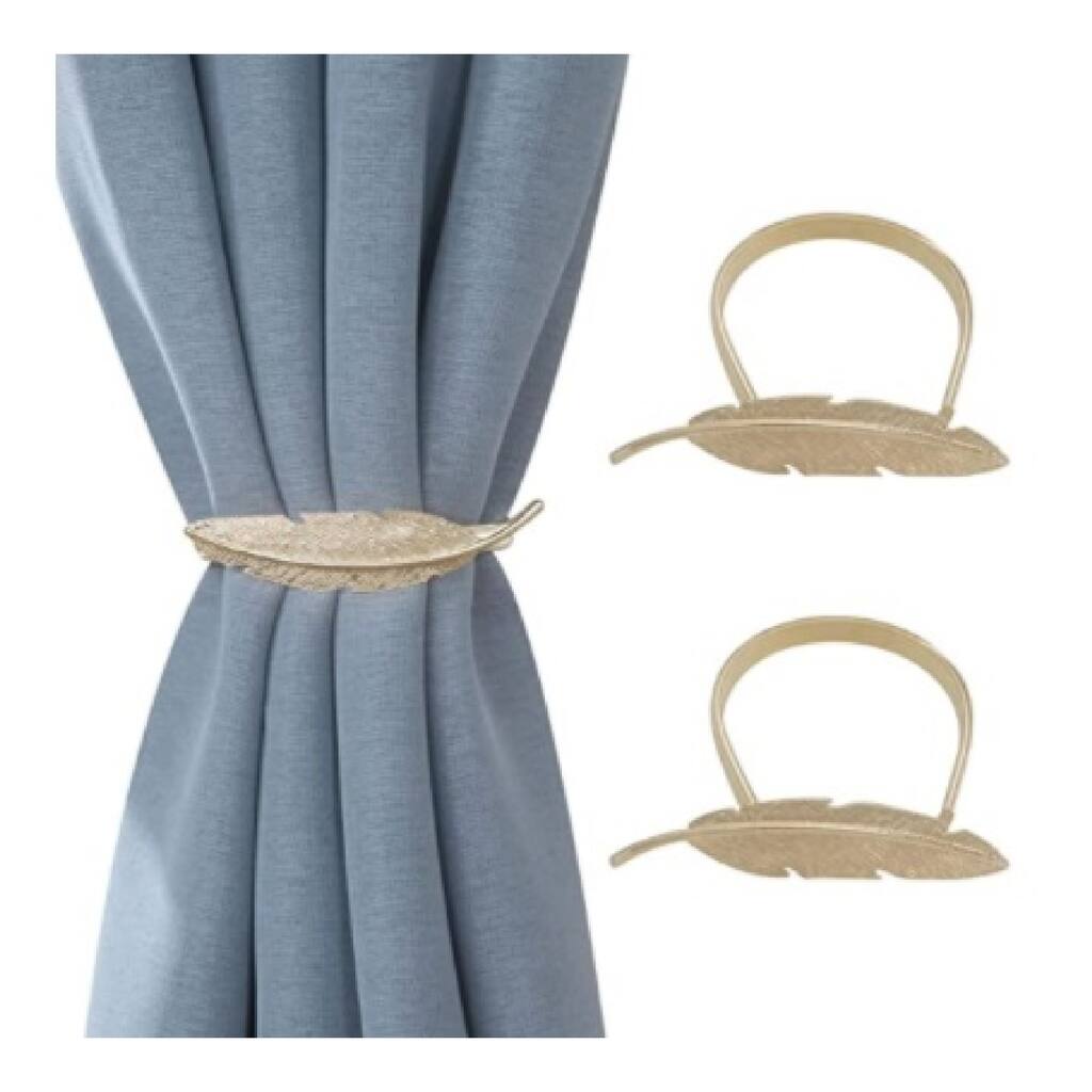 IH Casa Decor Set Of 2 Curtain Tiebacks Feather Rose Gold