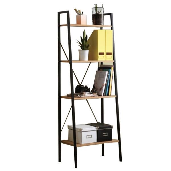 Offex Home Office Black Steel Frame Ladder Bookcase With Wooden Shelves On Sale Overstock 28414732