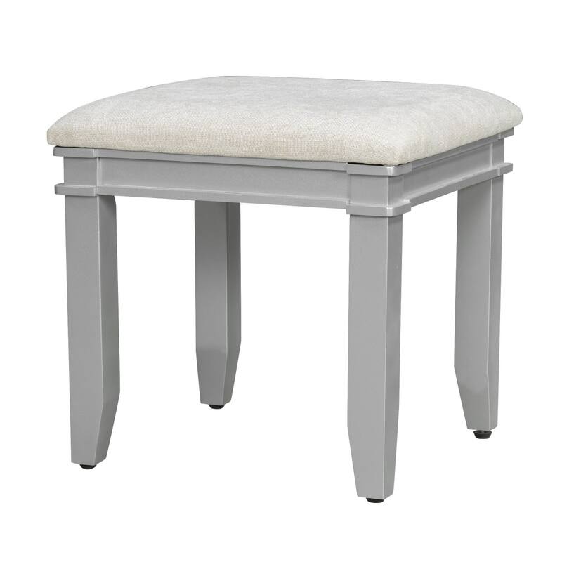 48" Dresser with Mirror, LED Light Strips, 7 Drawers and Stool