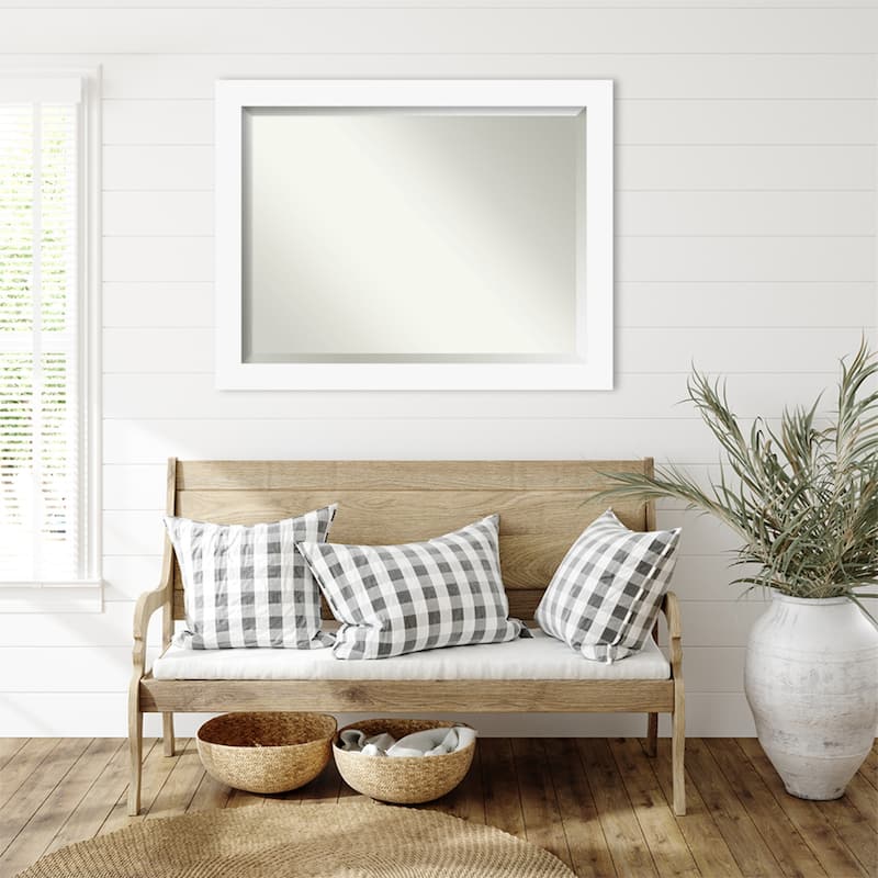 Basic Beveled Wood Framed Wall Mirror
