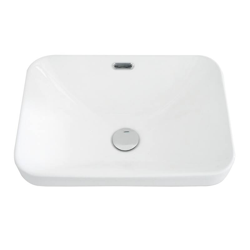 GDFStudio - Modern Sleek Rounded Edges Integrated Ceramic Basin with Glossy Finish, Stain-Resistant Surface, Drain Not Included
