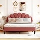 preview thumbnail 3 of 20, Stylish Queen Upholstered Platform Bed with Floral Velvet Headboard, 660 lbs Capacity