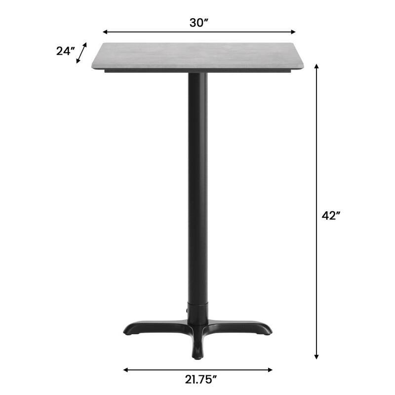 Commercial HPL Tabletop with Bar Height Crisscross Base - 29.75"W x 23.75"D x 42"H