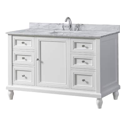 Classic 48 in. Vanity in White with White Carrara Marble Top