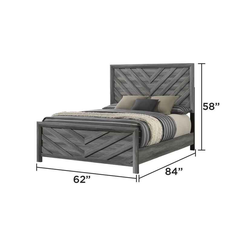 Denver Modern Style Queen Bed Made with Wood in Gray - Gray