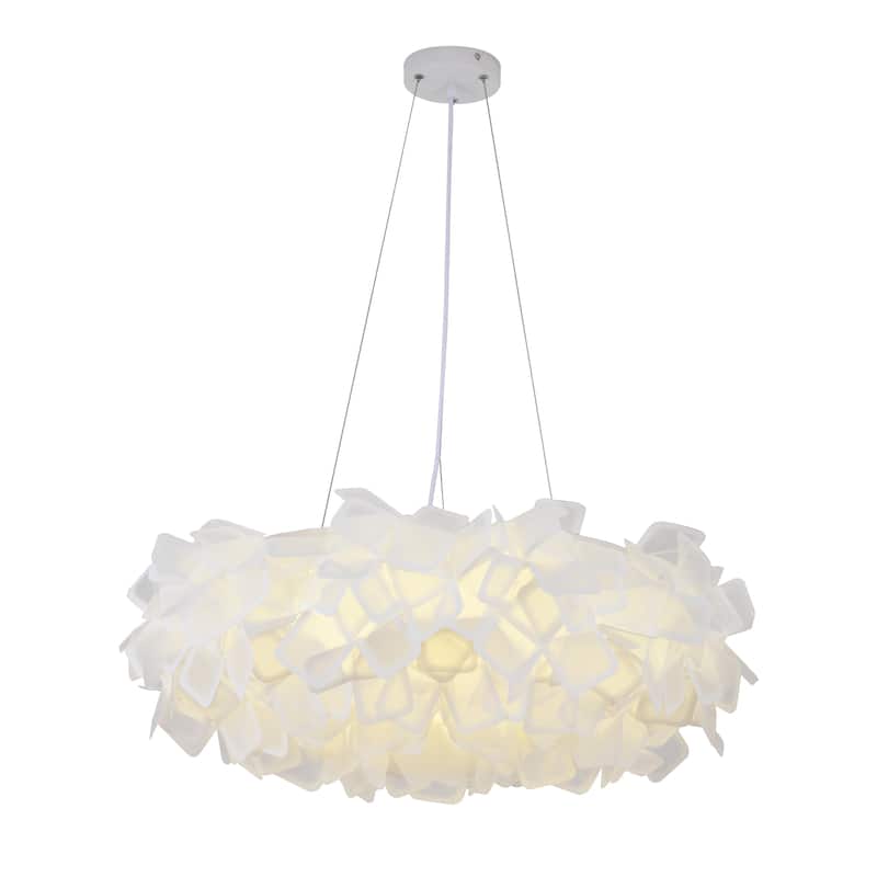 1-Light White Acrylic LED Chandelier