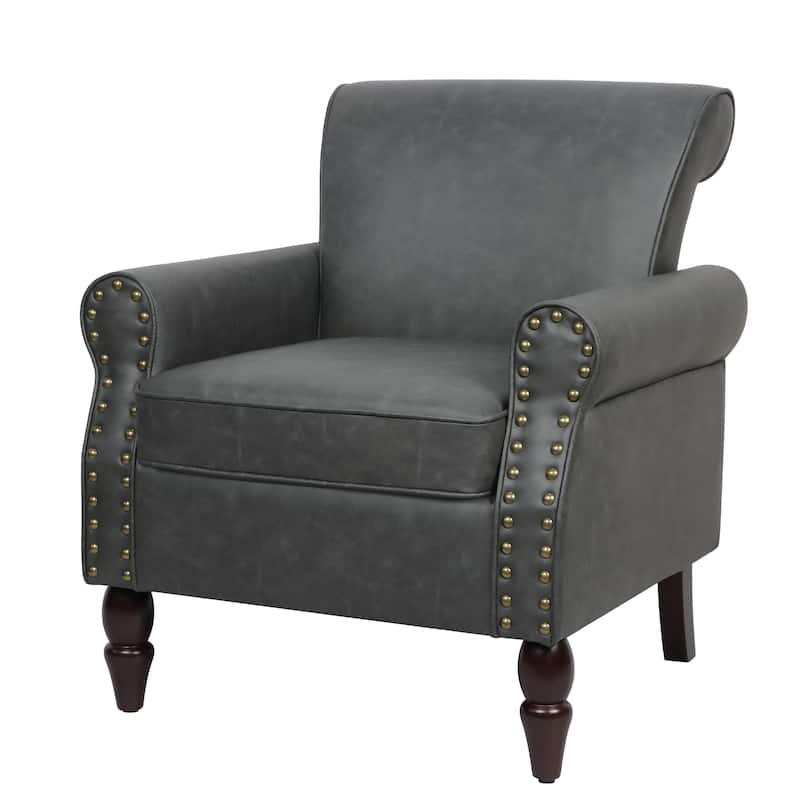 Mid-Century Modern Accent Chairs with Nailhead Trim