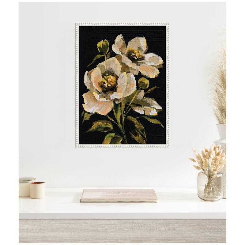Kate and Laurel Sylvie Moody Floral 8 Framed Canvas by Annie Quigley