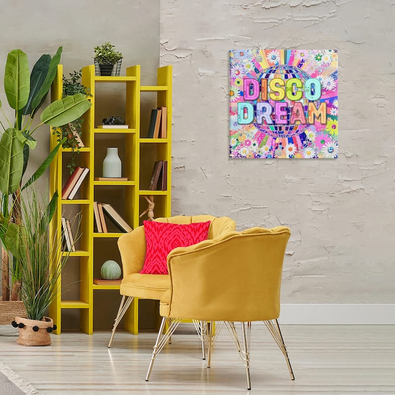 Stupell Vivid Disco Dream with Daisies Canvas Wall Art Design By Jess Stempel