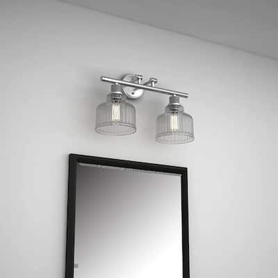 2 Light Vanity Light in Satin Nickel with Clear Glass - W:18.50*H:12.28*E:8.31