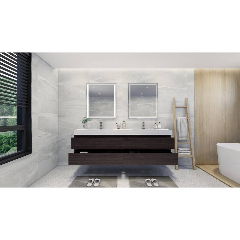 Baillie 84'' Wall-Mounted Vanity with Double Reinforced Acrylic Sink