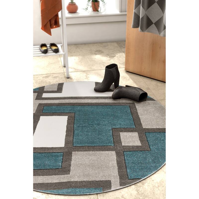 Well Woven Ruby Imagination Squares Modern Geometric Area Rug