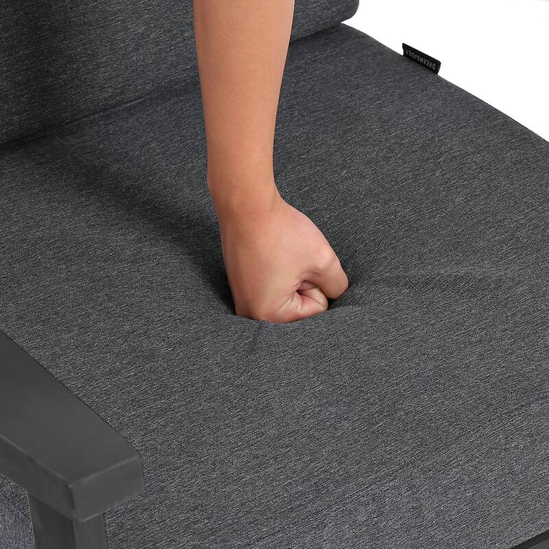 Outdoor Wood Cushioned Patio Set of 2 Accent Chair with Side Table