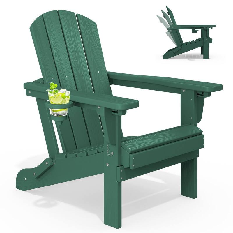 3-Position Reclining Folding Outdoor Chair – PE Wood Grain, Weather-Resistant