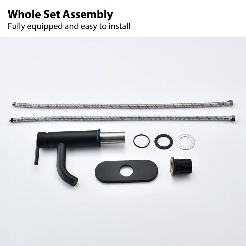 BATHLET Modern Single Handle Bathroom Faucet with Deck Plate