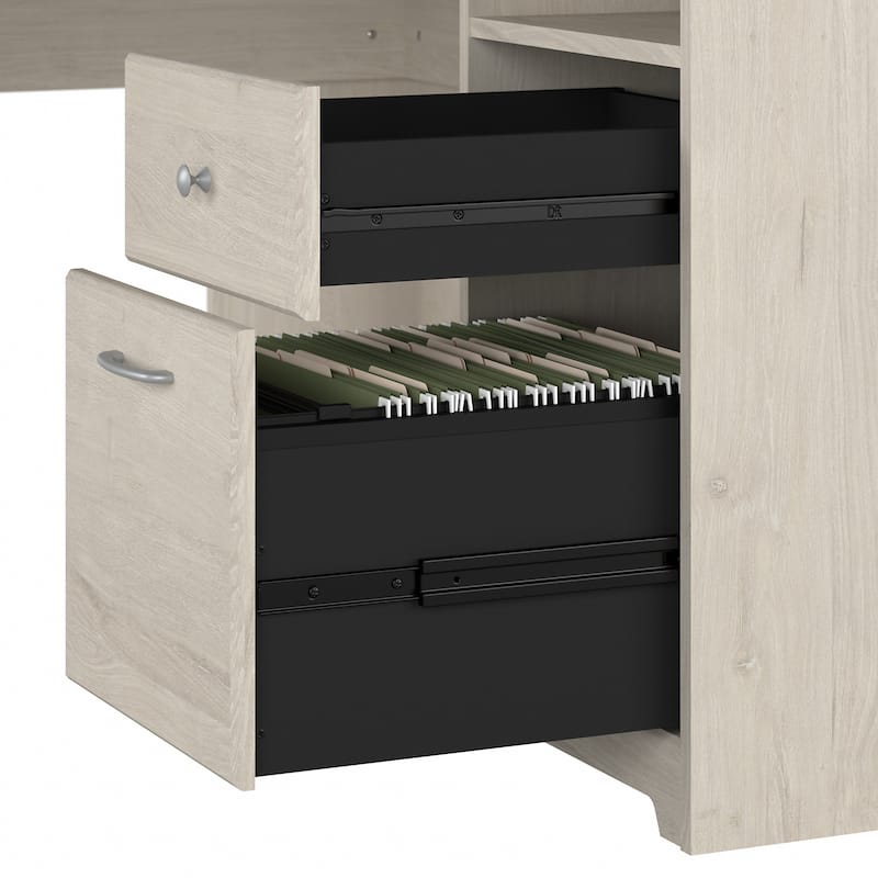 Cabot 60W L-Shaped Desk with Hutch and Storage by Bush Furniture