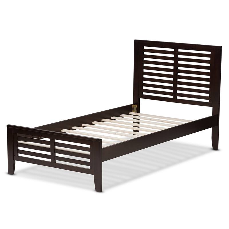 Twin Platform Bed - Modern Wood Bed Frame, Dark Brown Finish, Low Profile Design, Easy Assembly
