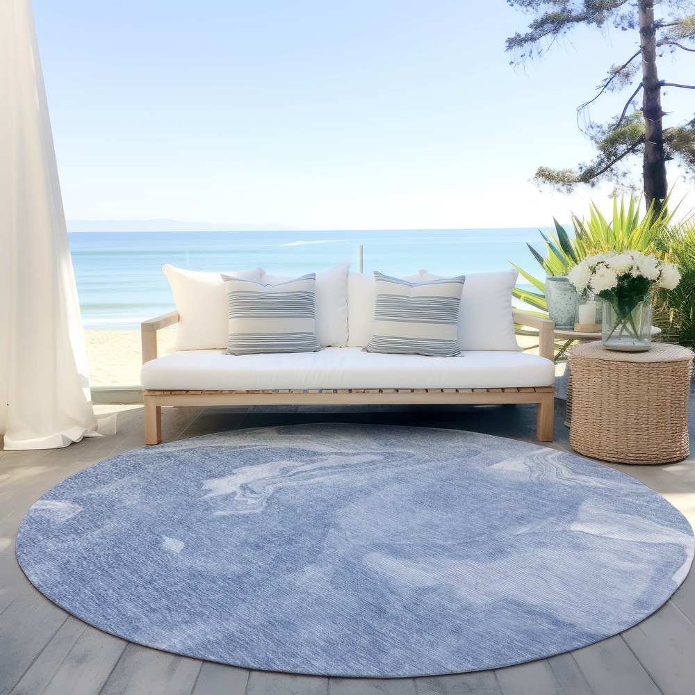 Machine Washable Indoor/ Outdoor Chantille Abstract Motion Rug