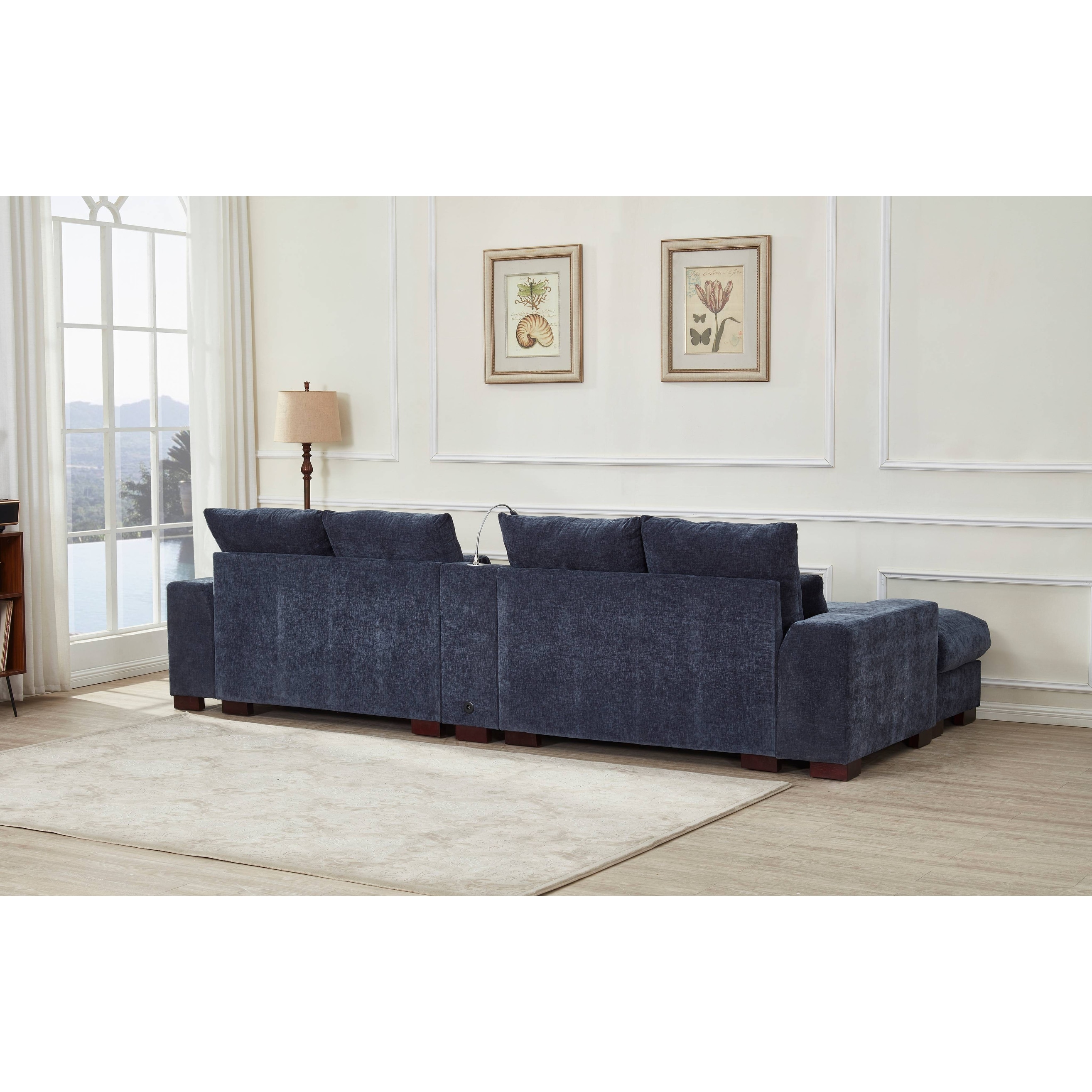 Oversized U Shaped Sleeper Sectional Sofa Pull Out Couch Bed