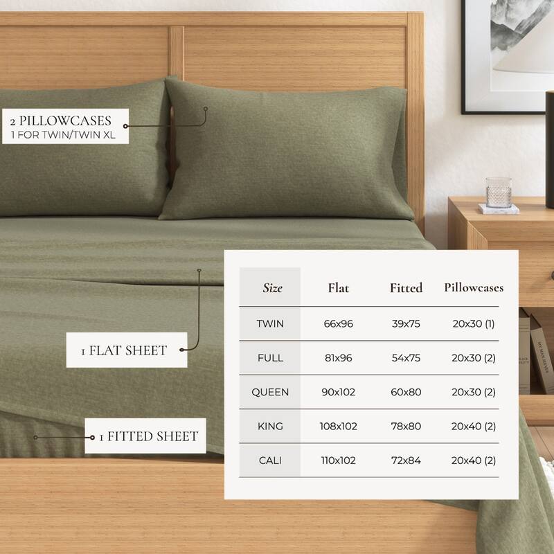 Linery & Co. Cotton Blend Double-Brushed Heathered Flannel Bed Sheet Set