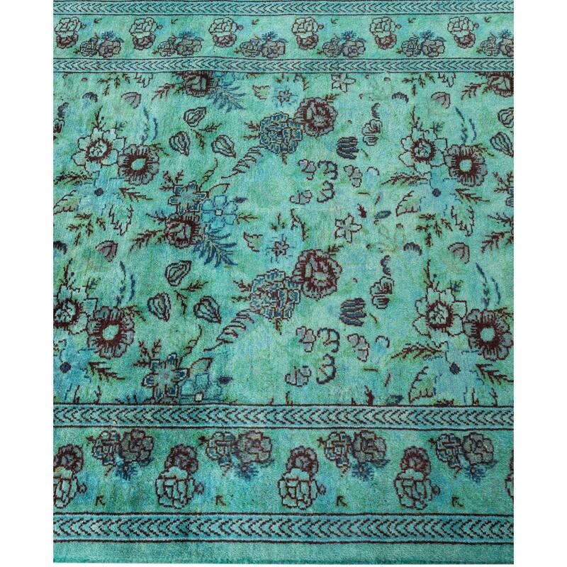 Overdyed One-of-a-Kind Hand-Knotted Area Rug - Green - 2' 8" x 12' 1"