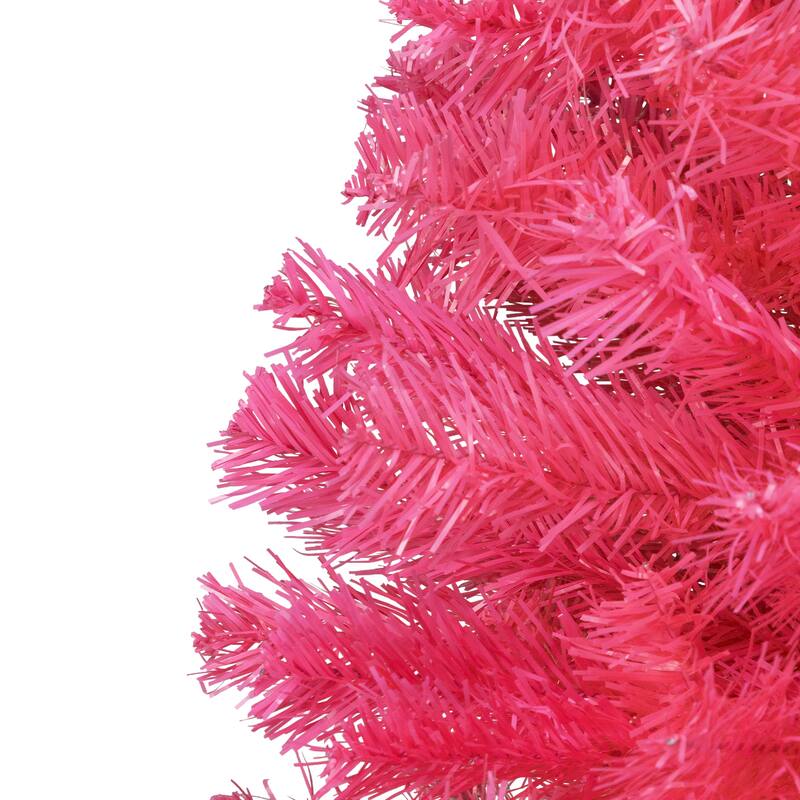 Artificial Tinsel Christmas Tree - 7' - Pink - Unlit - 7 Foot