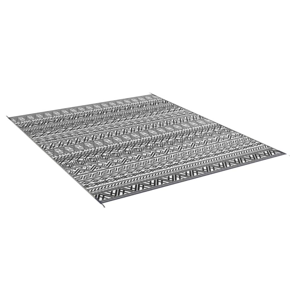 Reversible Outdoor Rug Boho Pattern, UV-Protected Foldable Polypropylene Mat with Carry Bag