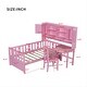 preview thumbnail 3 of 18, Multifunctional Twin Size Wood Bookshelf Platform Bed with Built-in Desk and Chair