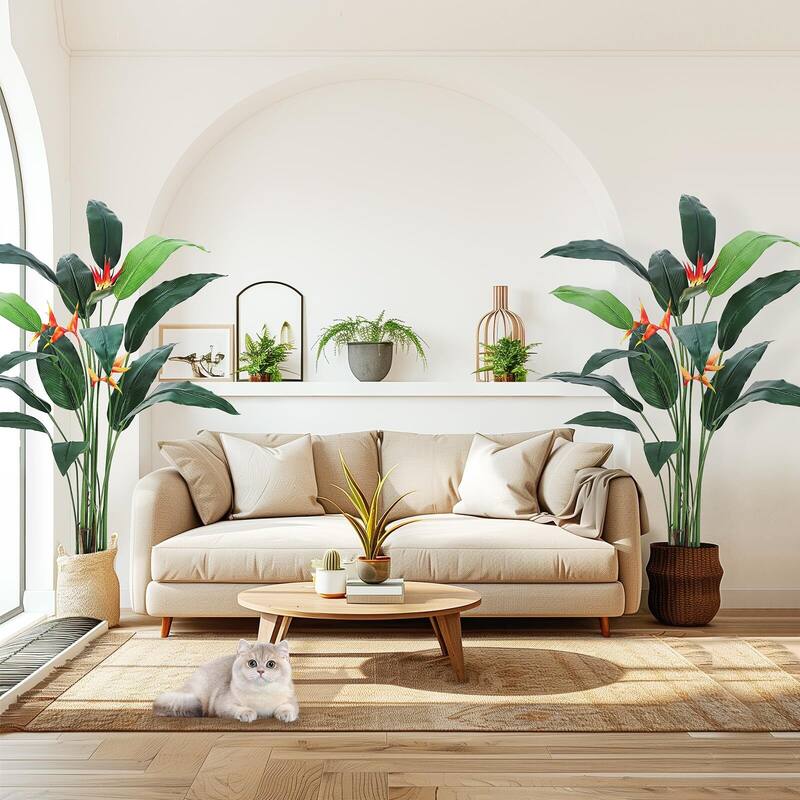 1/2 packArtificial Bird of Paradise Plant 6/7FT(72in) Fake Palm Tree - 6 FT 2 pack
