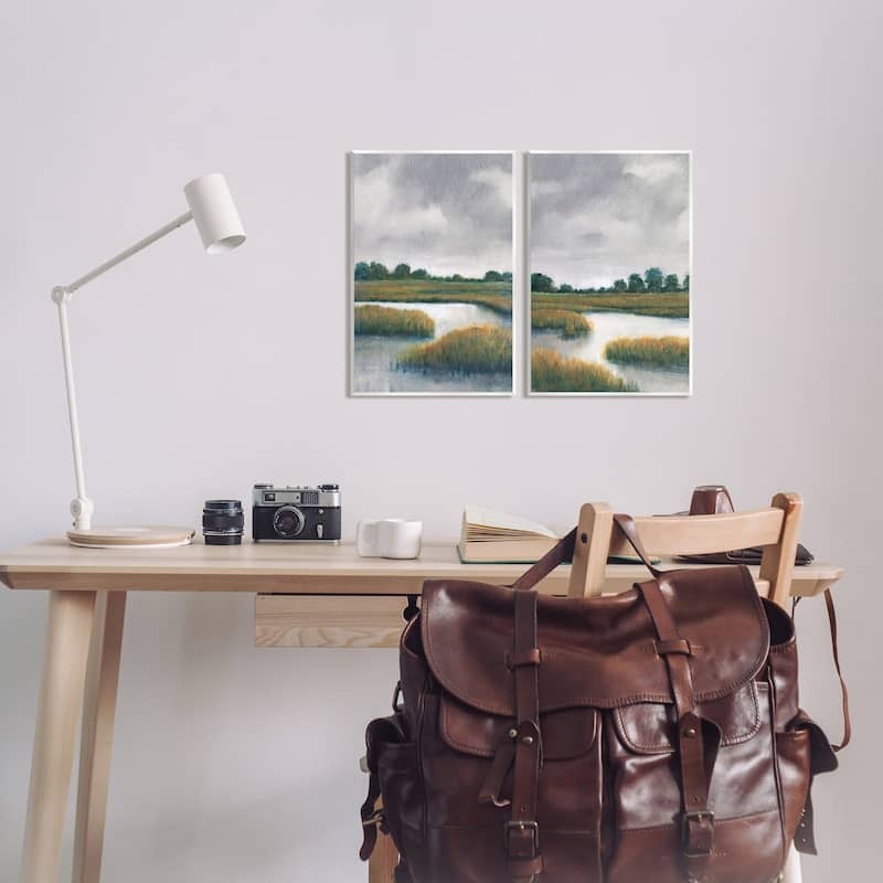 Stupell Grassy Rural Marshland Landscape 2 Piece Set Wall Plaque, Design By Tim OToole