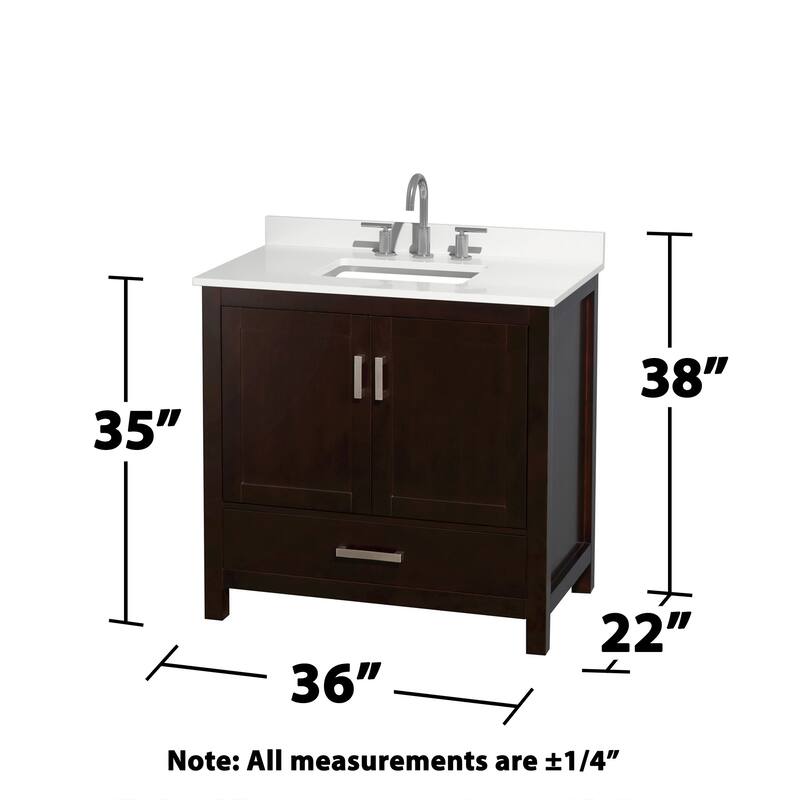 Wyndham Collection WCS141436S-QTZ-US3M24 Sheffield 36" Free Standing