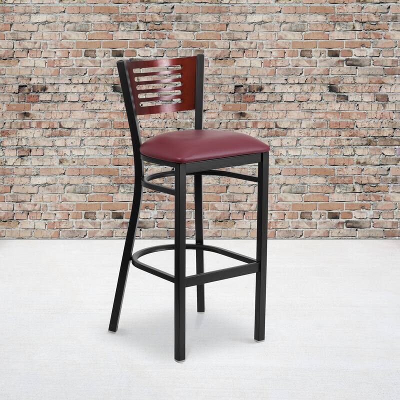 2 Pk. Hercules Series Decorative Slat Back Metal Restaurant Barstool - 19.75"W x 20"D x 43"H - 19.75"W x 20"D x 43"H