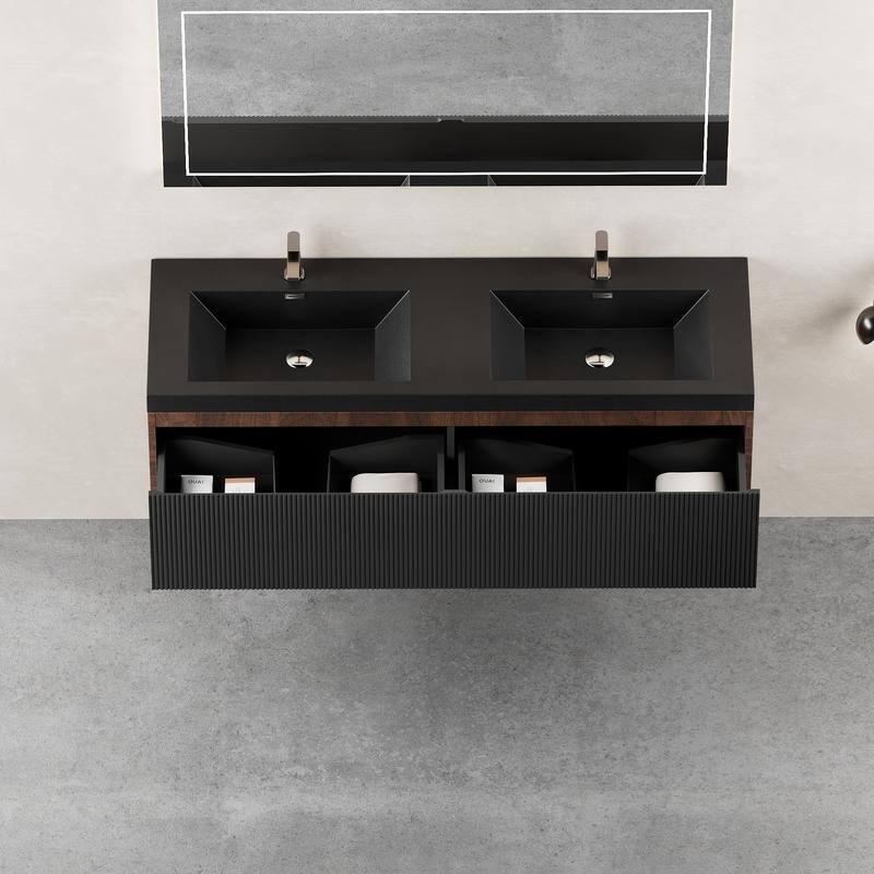 ABRUZZO Floating Vanity with Integrated Top Sink Soft-Close Wall-Mount Bathroom Cabinet
