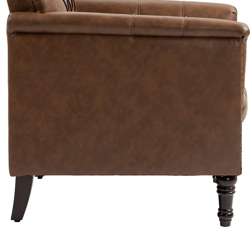 Tufted Accent Chair Vegan Leather Armchair for Living Room